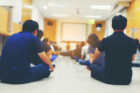 Abstract blurred people doing workshop in training room, education concept, Business seminar.の写真素材