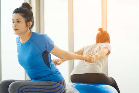 woman practicing yoga working out, wearing sportswear, Calmness and relax, female happiness.
