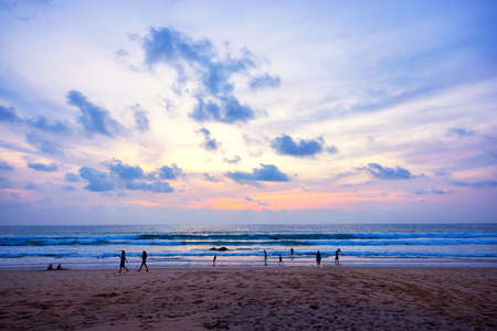 Beautiful dark orange sky evening beauty and Clouds at sunset , dawn, the rays of the sun break through the clouds.の写真素材