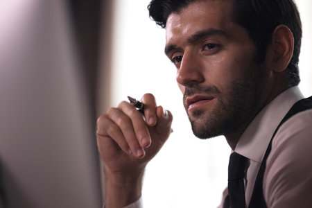 Young modern business man working sitting in the office