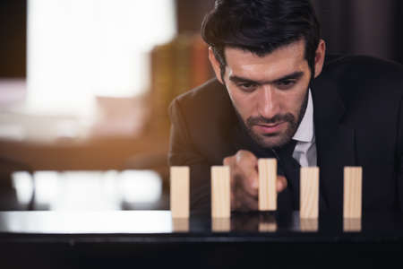 Thoughtful businessman think of project at workplace, new idea inspiration in home office