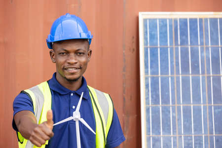 African American Industrial, factory and energy engineer Specialist. Portrait black man engineering...