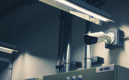 Inside the power room building, there is a CCTV surveillance camera placed.