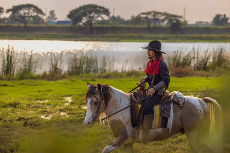 cowboy's way of life include riding a horse around locales.