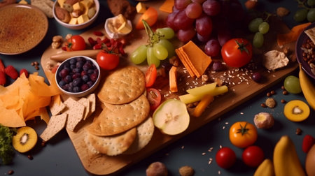 Eating better or eating healthy nutrition and diet idea for shifting dietary habits away from high calorie snacks and toward fresh components, Generative AIの素材