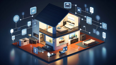 Automation of smart house IOT internet of things wireless control, Generative AIの素材