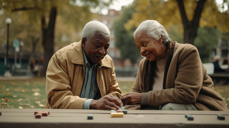 Elderly enjoying themselves at the park, Generative AIの素材