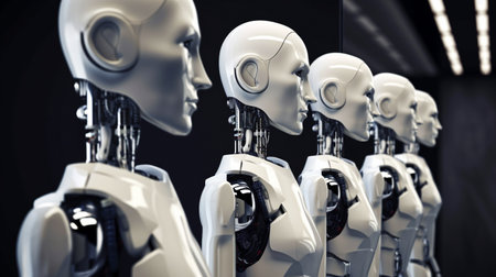 a line of humanoid robots, Generative AIの素材