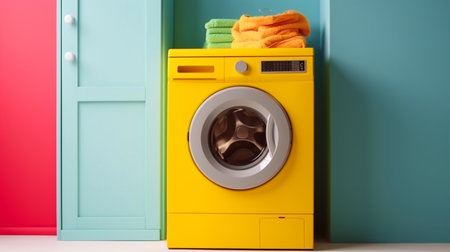 Generative AI washing machine in the laundry roomの素材