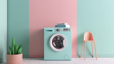 Generative AI washing machine in the laundry roomの素材