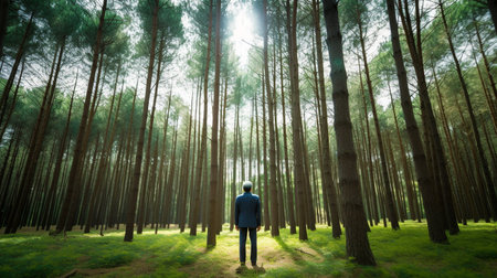 Senior manager or leader in a forest, park, or eco-friendly initiative, Generative AIの素材