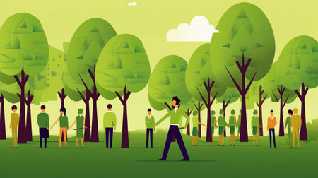 Senior manager or leader in a forest, park, or eco-friendly initiative, Generative AIの素材