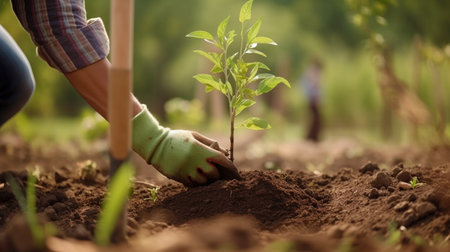Planting trees or working in community gardens to promote local food production and habitat restoration The Generative AIの素材