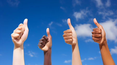 Multiracial Support for Blue Sky, Generative AIの素材