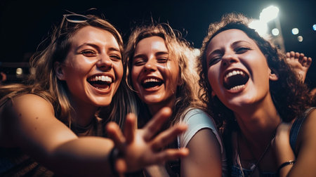 Friends at a concert, Generative AIの素材