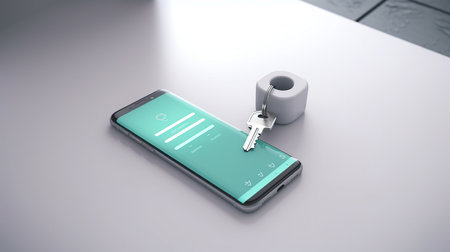 Digital Wallet - Crypto enabled digital self custody wallet private keys with individual utilizing a smartphone, Generative AIの素材
