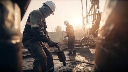 Workers in the oil sector, petrochemical industry, and oil and gas production, Generative AIの素材