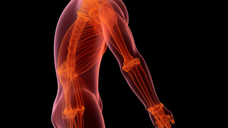 Generative AI's medically realistic picture of a man with a hurting elbowの素材