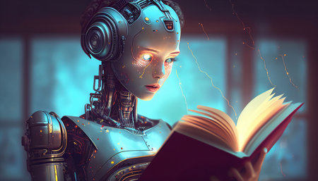 Generative AI is reading a book.の素材