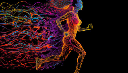 Generative AI, running, and network connectionの素材