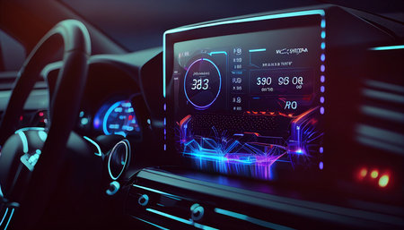 generative AI consumer charging car employing ui tech touch information screenの素材