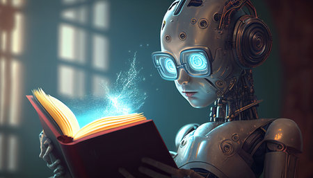 Generative AI is reading a book.の素材