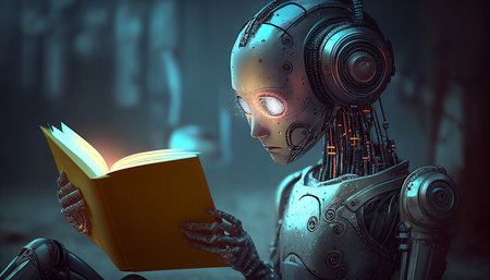 Generative AI is reading a book.の素材