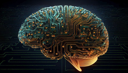 The next stage toward artificial intelligence is represented by a wired brain. The Generative AIの素材