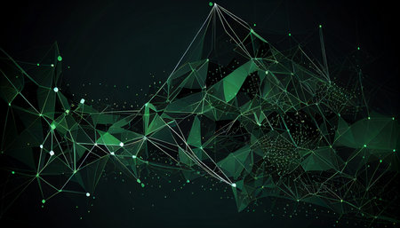 Generative AI abstract polygonal vector background with connecting dots and linesの素材