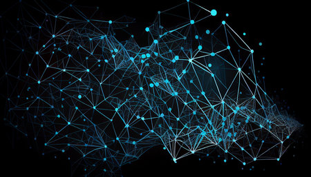 Generative AI abstract polygonal vector background with connecting dots and linesの素材
