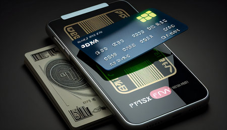 Cyber Security concept, Payment Approved, online card Payment concept. Online invoice payment, electronic invoicing. Smartphone with receipt, Generative AIの素材