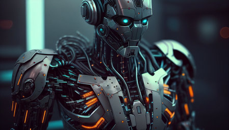 Using machined computer software, Generative AI is an AI robot.の素材