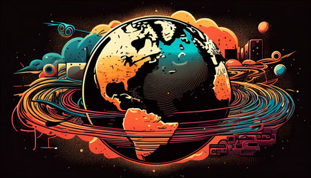 Earth, Digital, Server, Smart Phone, Internet, Next Generation Communication, Global, Network, Cloud, Communication, Security, Technology, Generative AIの素材