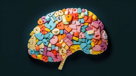 colored shapes are used to create a brain. Generative AI, the logical aspect of the brainの素材