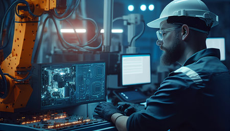 Robotic Process Automation engineer for smart factory automation software, digital transformation, machine learning 5g to control, AI Generativeの素材