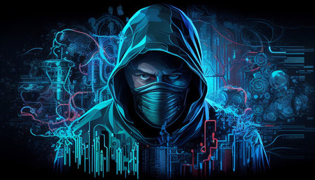 Programmers and cyber security technologies create websites and social media security, as well as cyberspace concepts and AI Generativeの素材