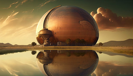 Generative AI landscape of sphere tank of gas and liquid storageの素材
