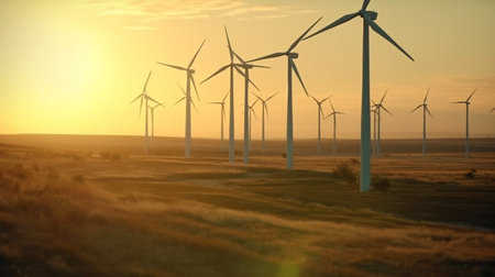 Electricity generation via wind turbines, Generative AIの素材