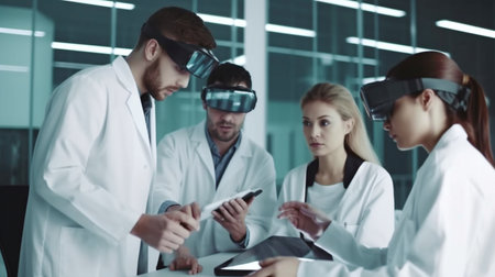 Doctors talking about the future. Generative AI, future technologyの素材