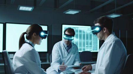 Doctors talking about the future. Generative AI, future technologyの素材