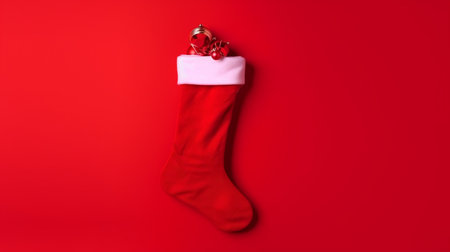 Generative AI, red Christmas socks, and a vibrant bellの素材