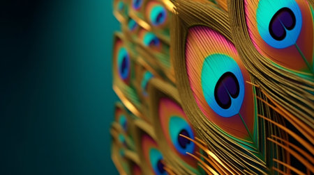 lovely peacock feathers and vibrant accents, Generative AI, copy spaceの素材