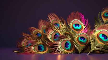 lovely peacock feathers and vibrant accents, Generative AI, copy spaceの素材