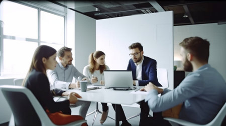 Business partners discussing Generative AI in a boardroom discussionの素材