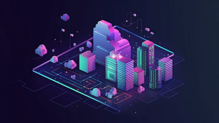 The notion of cloud computing. The idea of a data center. Generative AI with modern cloud technologiesの素材