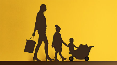 Parents entrust their children to a nanny or babysitter, Generative AIの素材