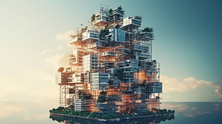 Building the future concept of modern civilization, Generative AIの素材