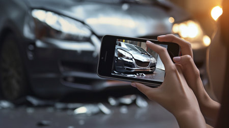 Irresponsible texting and driving crash, pedestrian hit, Generative AIの素材