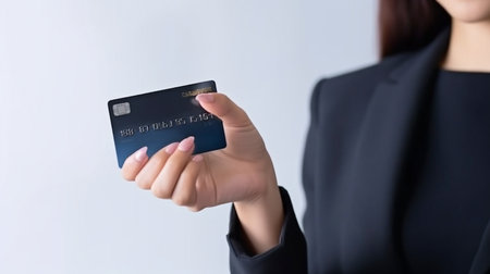 cropped image of a woman with a dollar bank and a credit card, Generative AIの素材