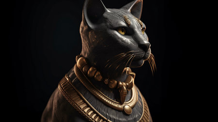 Generative AI, the catwoman in gold jewelry, and the ancient Egyptian deity Bastetの素材
